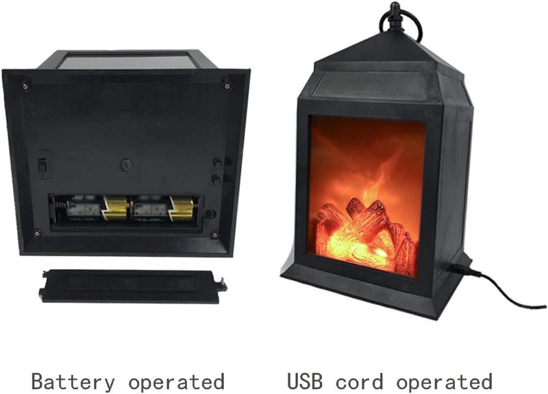 DECANIT Fireplace Lantern and Battery Operated USB Operated 6 Hour Timer Included Tabletop Fireplace Lantern Indoor/Outdoor Fireplace Lamp (1 Pack House Shape No Heater Function Size:6.3x5.5x12 Inch) - Image 4